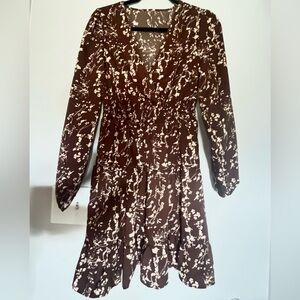 Chocolate Brown floral dress‎ flowy, flattering, chic! Excellent FAST SHIPPING!